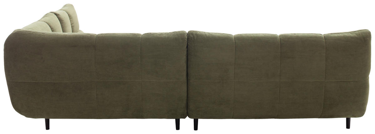 ECKSOFA Feincord Waldgrün  - Waldgrün/Schwarz, Design, Holz/Textil (215/288cm) - Pure Home Lifestyle