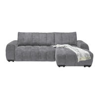 ECKSOFA Flachgewebe Grau  - Schwarz Hochglanz/Grau, Modern, Textil/Metall (273/93/166cm) - MID.YOU