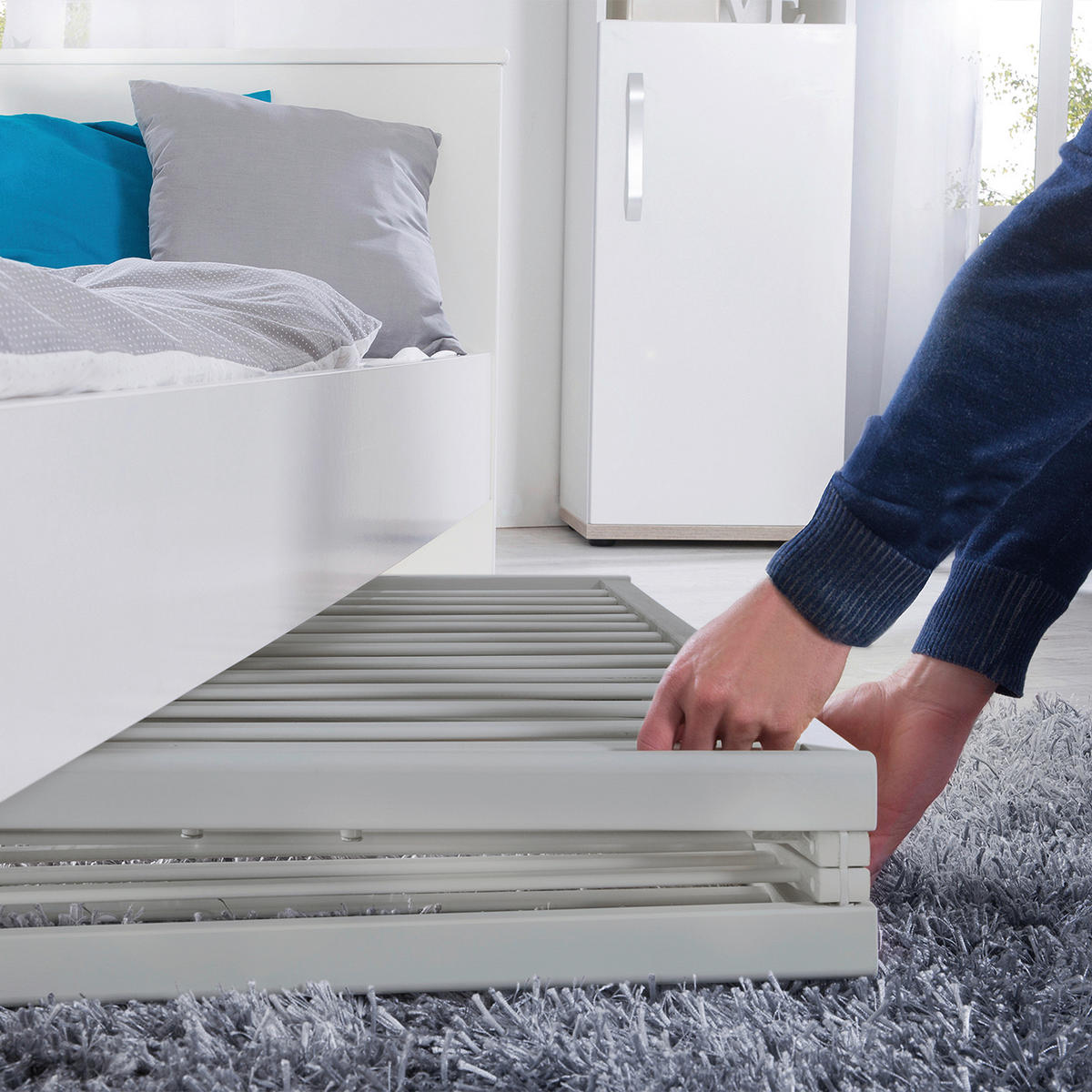 POSTÝLKA S PŘÍČKAMI  60 cmx120 cm - šedohnědá, Konvenční, kompozitní dřevo (123/64,5/77cm) - Roba