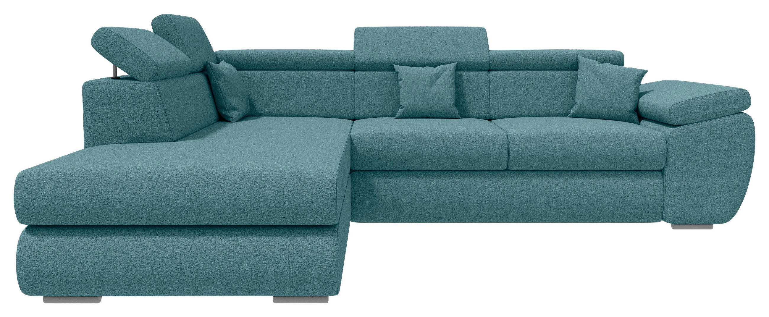 ECKSOFA Petrol Struktur  - Chromfarben/Petrol, KONVENTIONELL, Kunststoff/Textil (205/282cm) - Carryhome