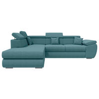 ECKSOFA Petrol Struktur  - Chromfarben/Petrol, KONVENTIONELL, Kunststoff/Textil (205/282cm) - Carryhome