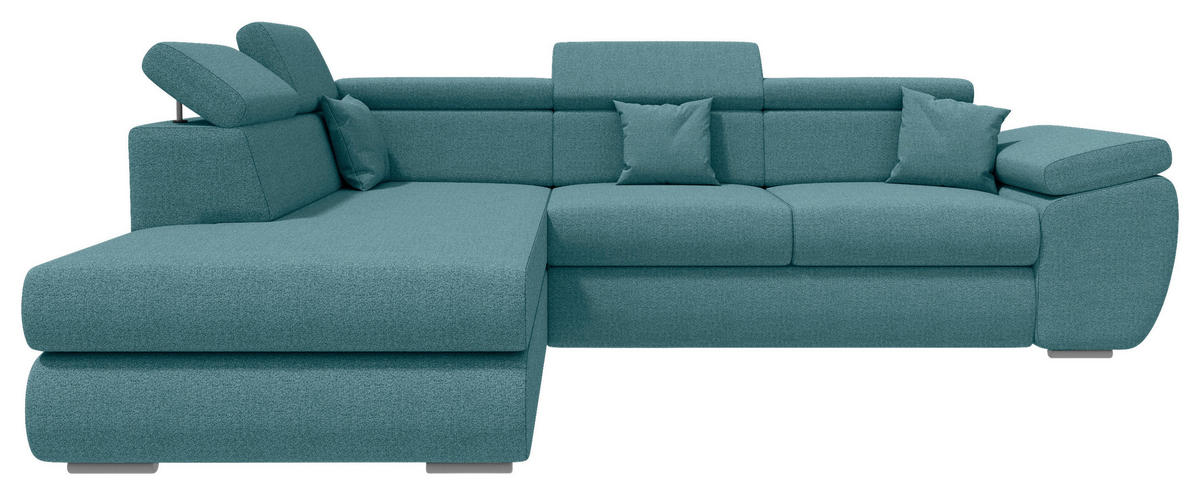 ECKSOFA Petrol Struktur  - Chromfarben/Petrol, KONVENTIONELL, Kunststoff/Textil (205/282cm) - Carryhome