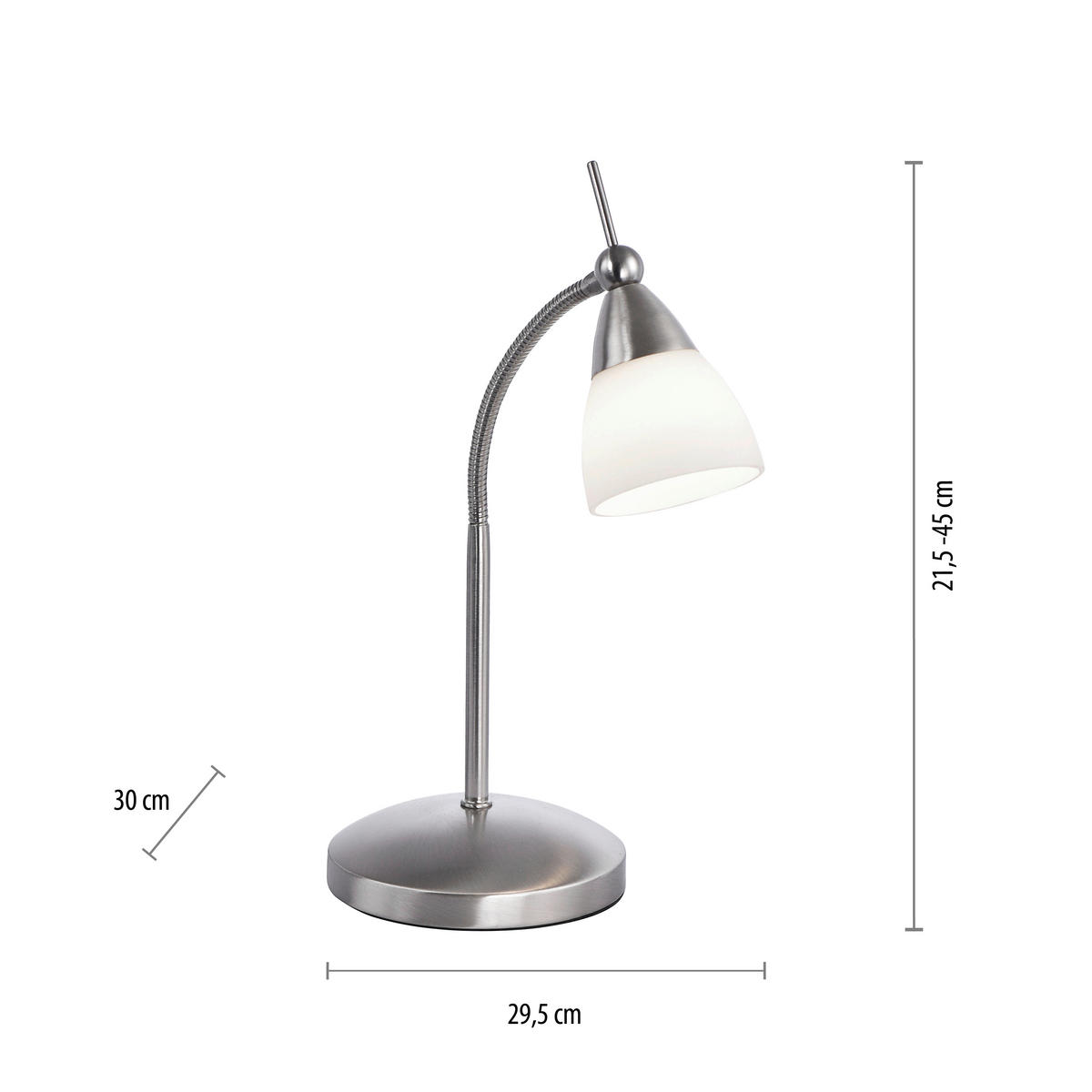 LED-TISCHLEUCHTE 30/29.5/45 cm   - Edelstahlfarben, Basics, Glas/Metall (30/29.5/45cm) - Paul Neuhaus