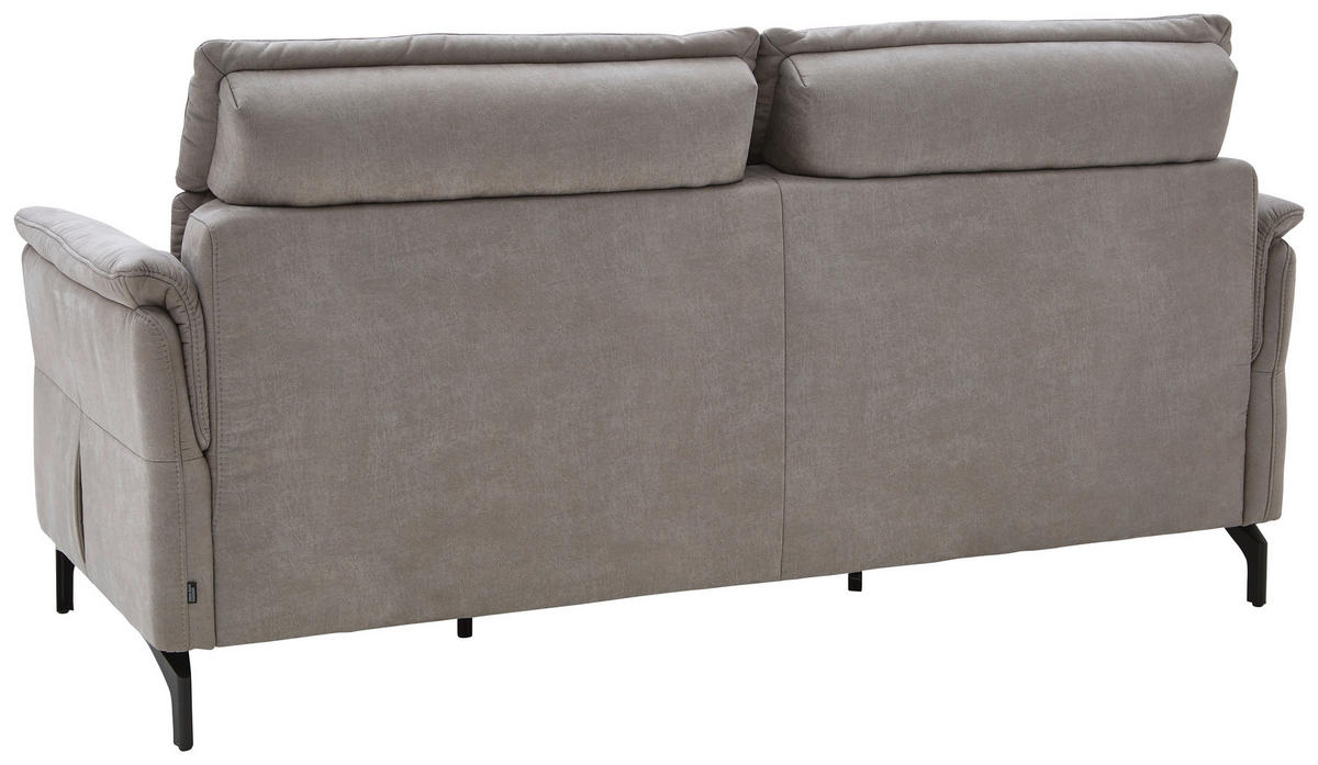 2-SITZER-SOFA in Lederlook Hellgrau  - Hellgrau/Schwarz, Konventionell, Textil/Metall (216/103/92cm) - Dieter Knoll