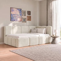 POLSTERBETT 140/200 cm,  in Beige, Lattenrost, Bettkasten,  - Beige/Schwarz, Design, Holz/Textil (140/200cm) - Chameo