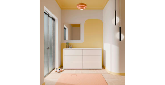 KOMMODE , 155/83/42 cm, 6 Schublade(n)  - Sandfarben/Silberfarben, Trend, Holzwerkstoff/Kunststoff (155/83/42cm) - Carryhome