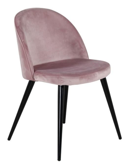 STOL  i stål sammet  - svart/rosa, Design, metall/textil (50/76,5/57cm) - Best Price