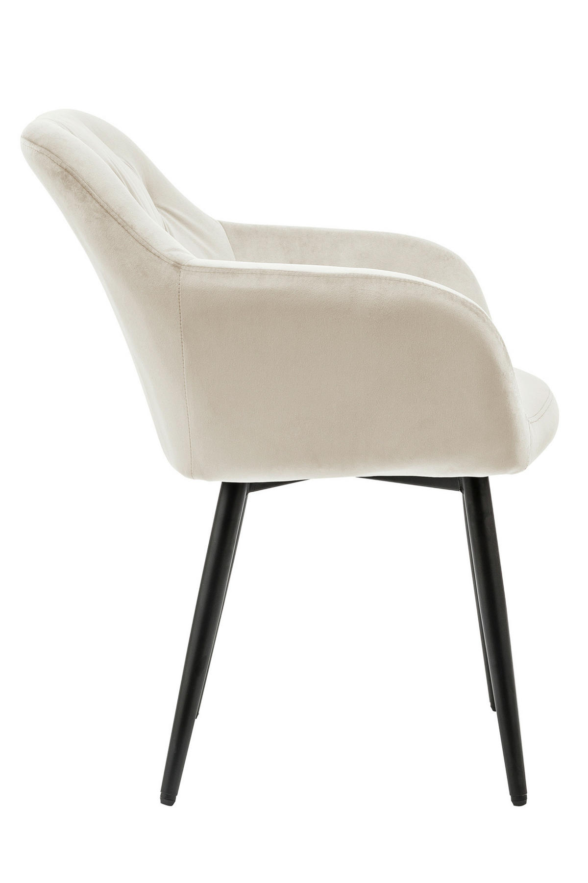 ARMLEHNSTUHL  in Samt  - Creme/Schwarz, MODERN, Textil/Metall (61/85/45cm) - Livetastic