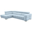 ECKSOFA in Chenille Blau  - Chromfarben/Blau, Design, Textil (207/301cm) - Xora