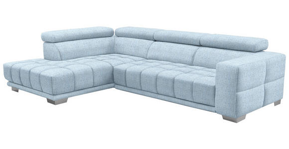 ECKSOFA in Chenille Blau  - Chromfarben/Blau, Design, Textil (207/301cm) - Xora