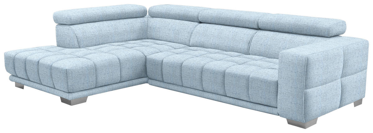 ECKSOFA in Chenille Blau  207/301 cm  - Chromfarben/Blau, Design, Textil (207/301cm) - Xora
