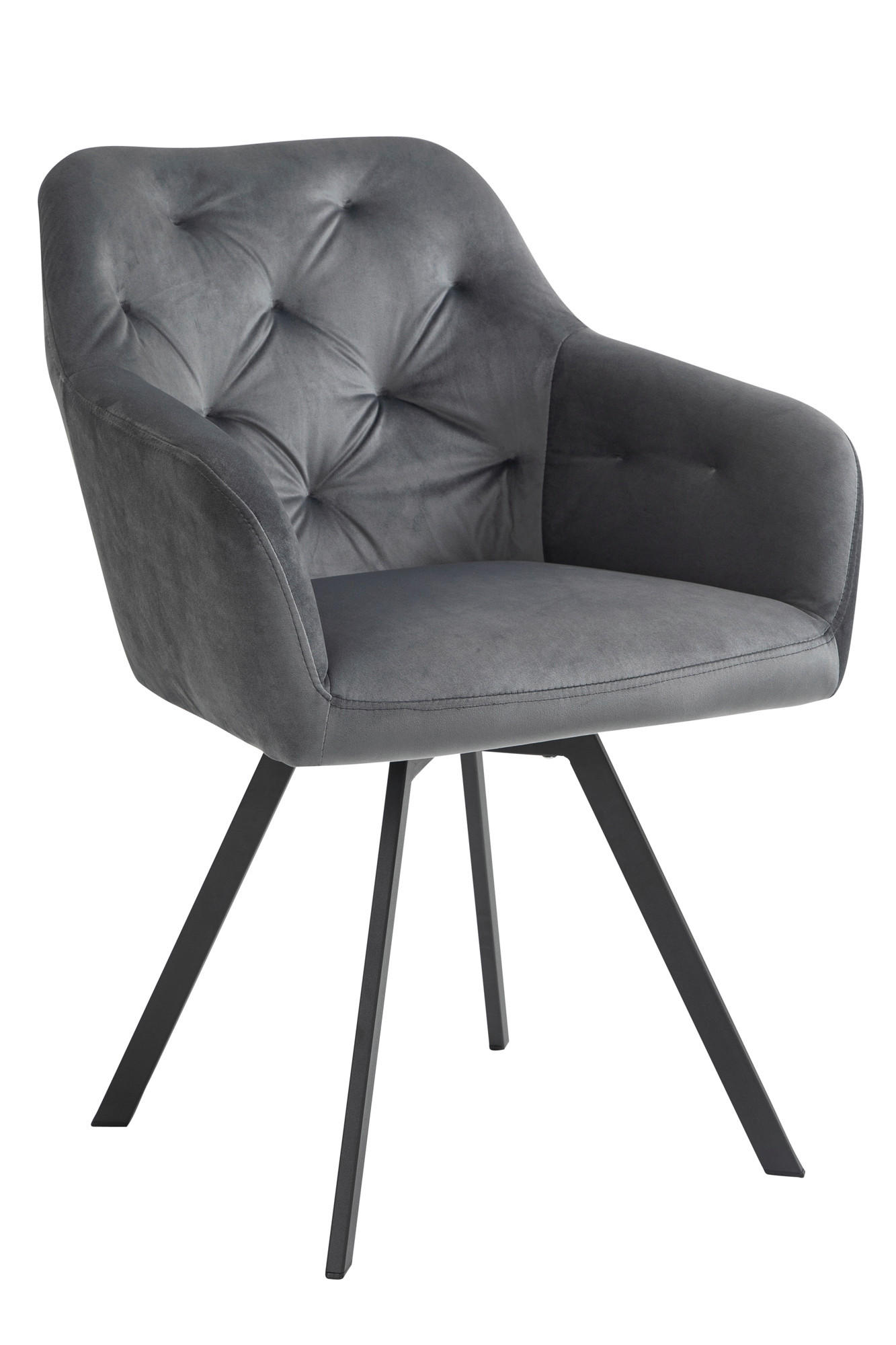 ARMLEHNSTUHL  in Samt  - Schwarz/Grau, MODERN, Textil/Metall (61/85/62cm) - Livetastic