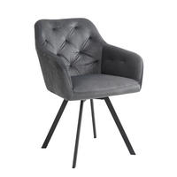 ARMLEHNSTUHL  in Samt  - Schwarz/Grau, MODERN, Textil/Metall (61/85/62cm) - Livetastic