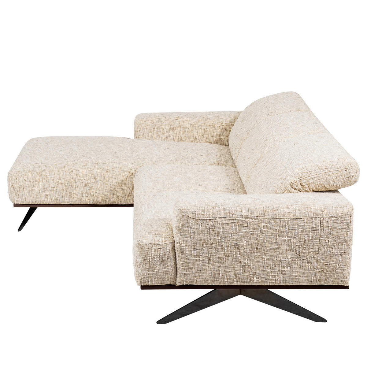 ECKSOFA PORTLAND in Struktur Beige Kopfteilverstellung  187/295 cm  - Beige/Schwarz, Design, Holz/Textil (187/295cm) - Livetastic