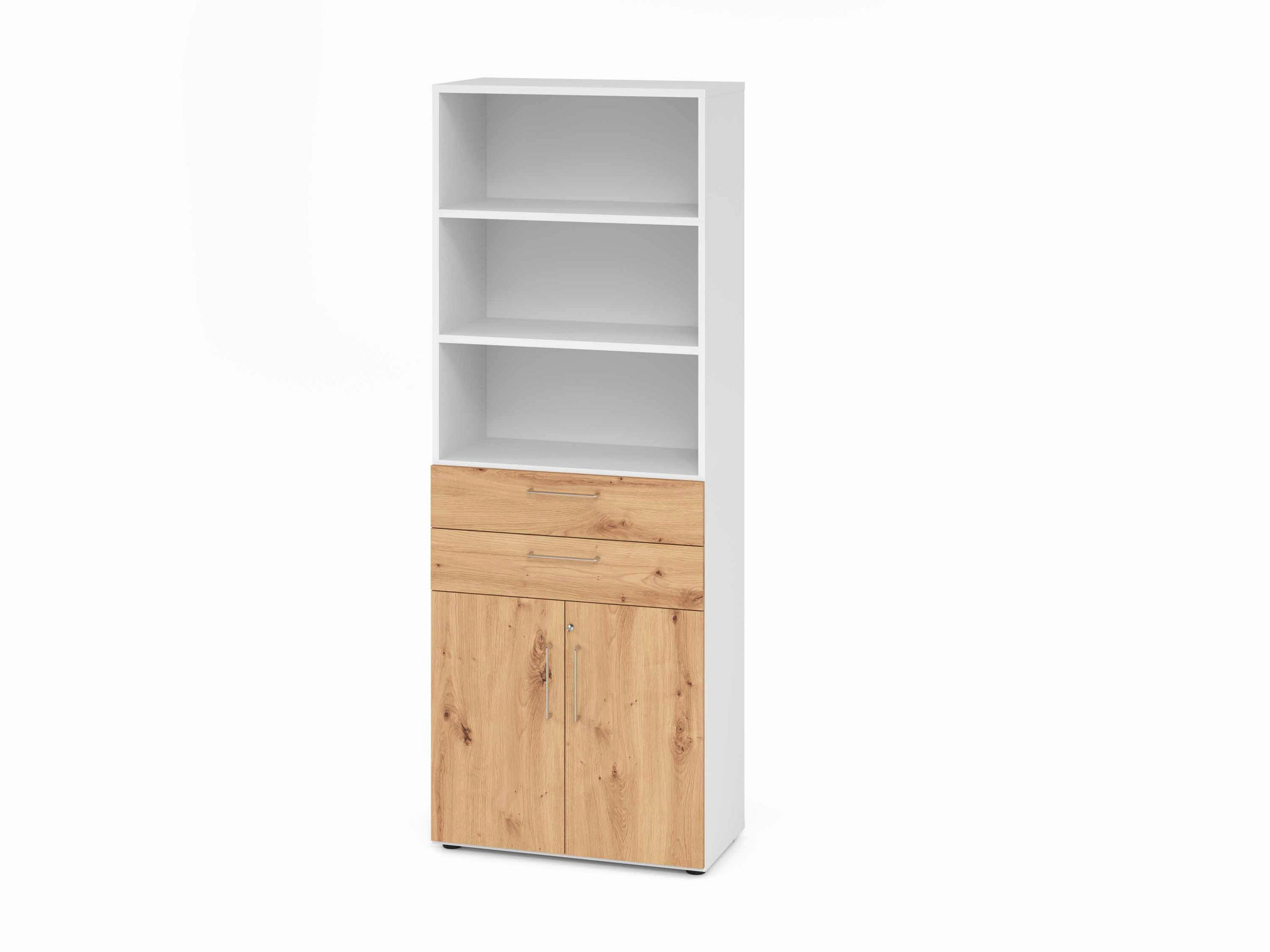 AKTENSCHRANK Weiß, Eiche dunkel  - Eiche dunkel/Weiß, Basics, Holzwerkstoff (80/215,6/41,7cm) - Venda