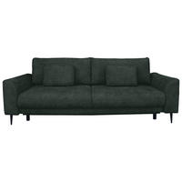 SCHLAFSOFA  mit Liegefunktion, Schlafen auf Sitzhöhe, Rücken echt Chenille Dunkelgrün  - Dunkelgrün/Schwarz, KONVENTIONELL, Textil/Metall (235/90/104cm) - Carryhome
