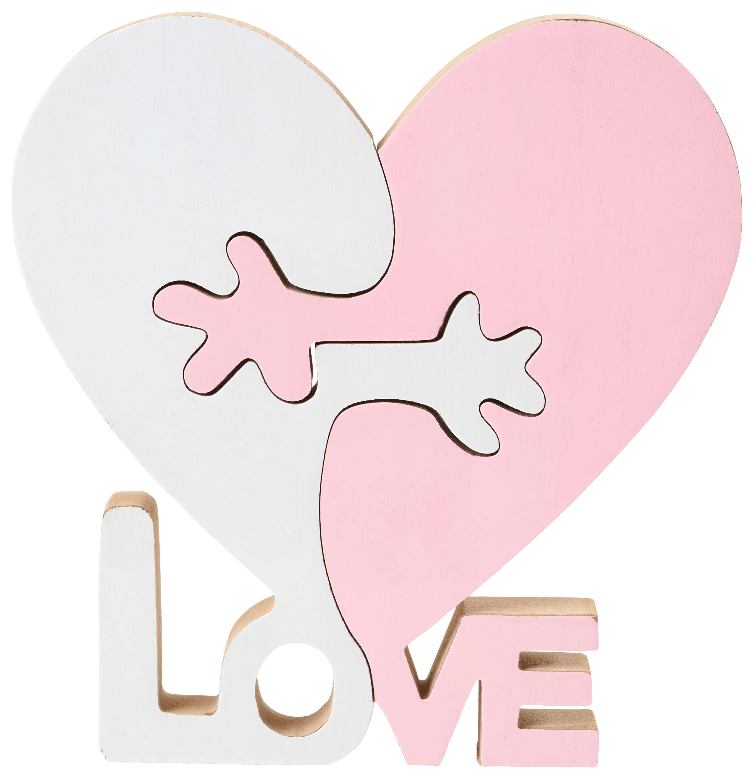 DEKOHERZ - Hellrosa/Weiß, KONVENTIONELL, Holzwerkstoff (16,5/17/2cm)