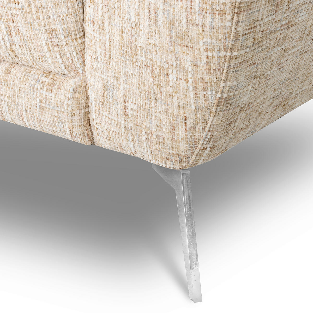2-SITZER-SOFA Webstoff Beige  - Chromfarben/Beige, Design, Textil/Metall (157/85/92cm) - Livetastic