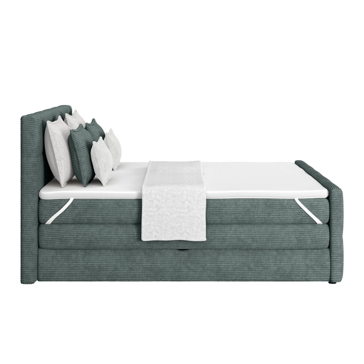 BOXSPRINGBETT 160/200 cm,  in Blaugrau, gepolstertes Kopfteil, Bettkasten, Topper, Matratzen, H4 + H4 = sehr fest  - Blaugrau, KONVENTIONELL, Holz/Holzwerkstoff (160/200cm)