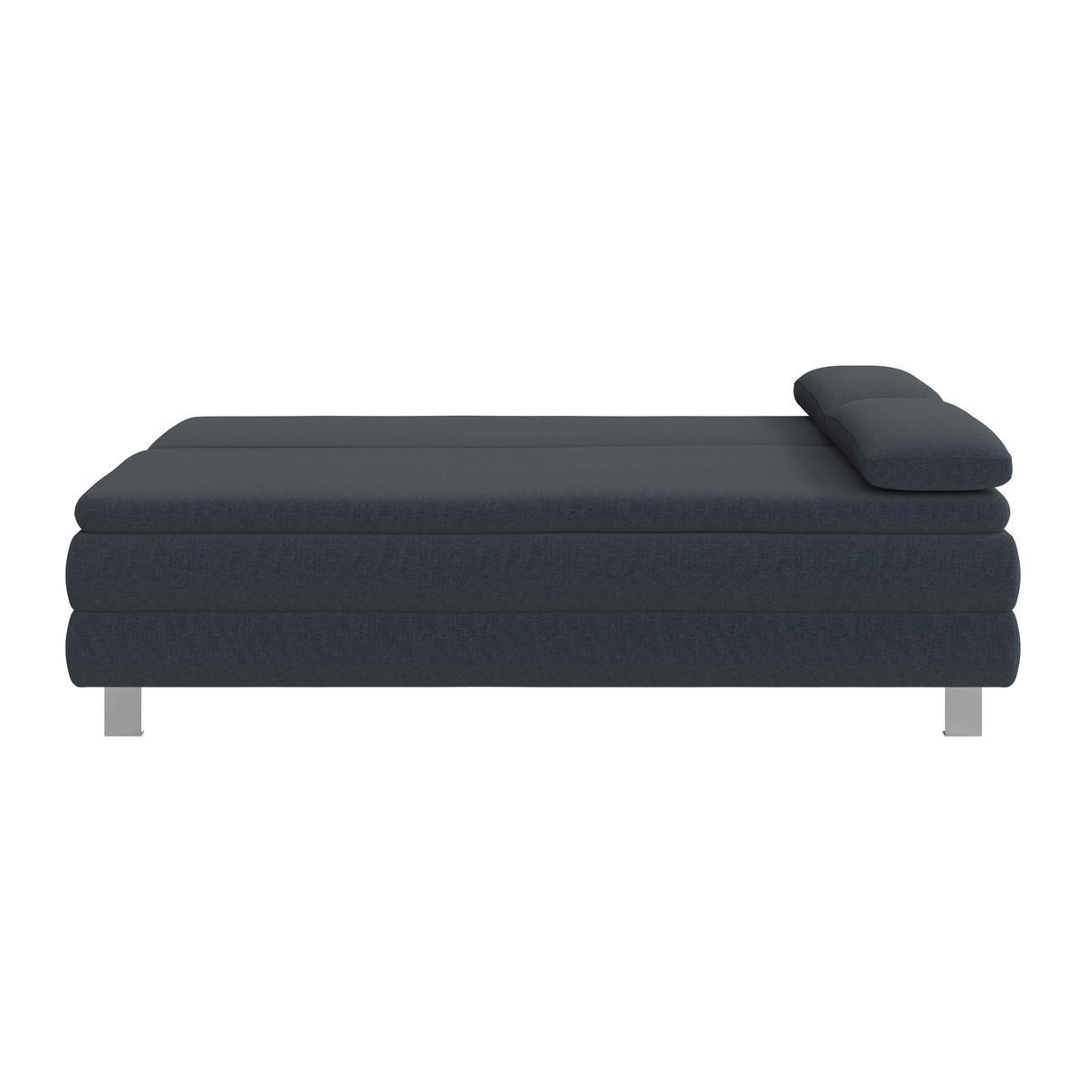 BOXSPRINGSOFA in Flachgewebe Dunkelblau  - Silberfarben/Dunkelblau, Design, Textil/Metall (202/96/105cm) - MID.YOU