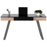 SCHREIBTISCH 140/60/76 cm  in Grau, Eichefarben  - Eichefarben/Grau, MODERN, Holzwerkstoff/Metall (140/60/76cm) - MID.YOU