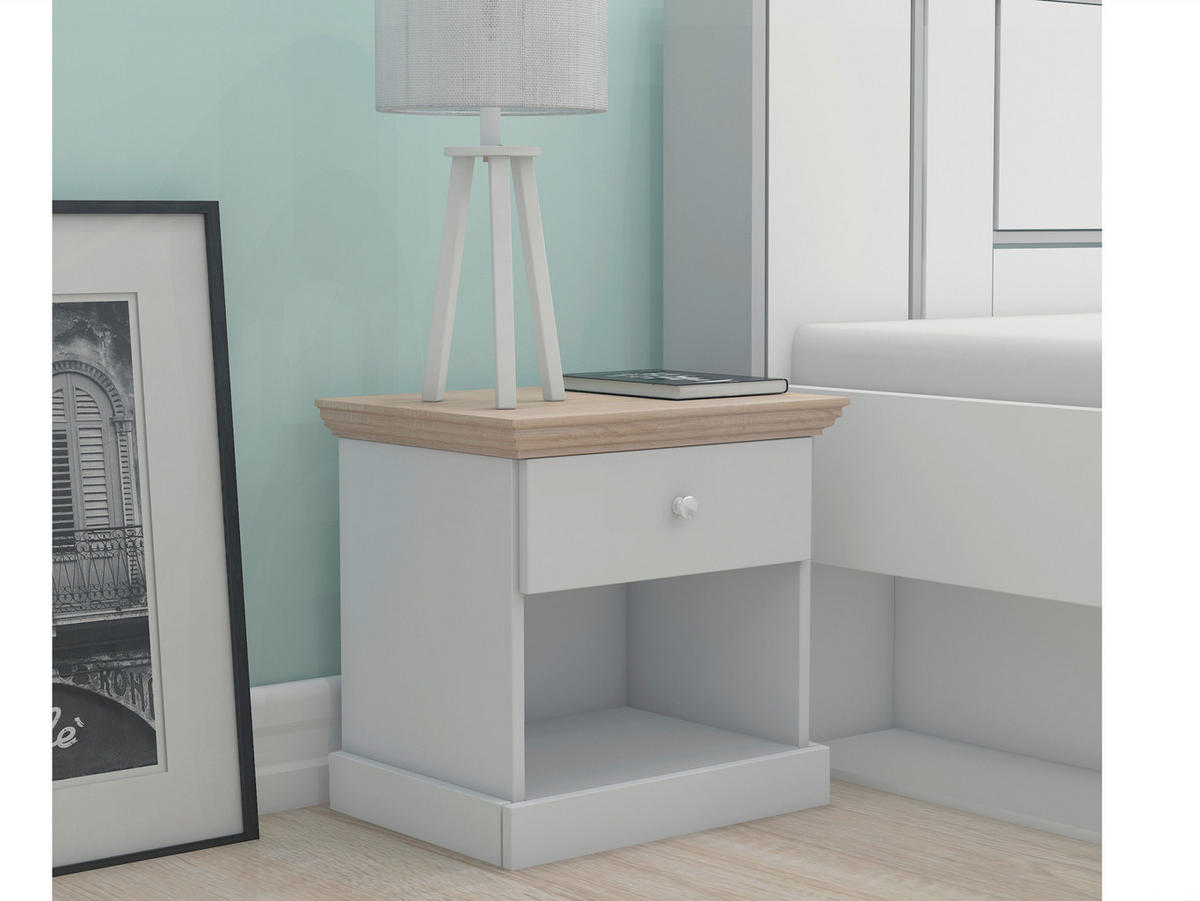 NACHTTISCH 45/35/45 cm  - Eiche grau/Silberfarben, Design, Holzwerkstoff/Metall (45/35/45cm) - MID.YOU