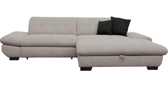 ECKSOFA  in Mikrofaser Hellgrau  290/198 cm  - Hellgrau/Schwarz, Design, Textil/Metall (290/198cm) - Xora