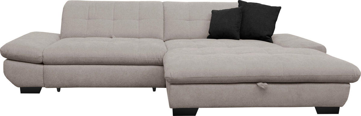 ECKSOFA in Mikrofaser Hellgrau  - Hellgrau/Schwarz, Design, Textil/Metall (290/198cm) - Xora