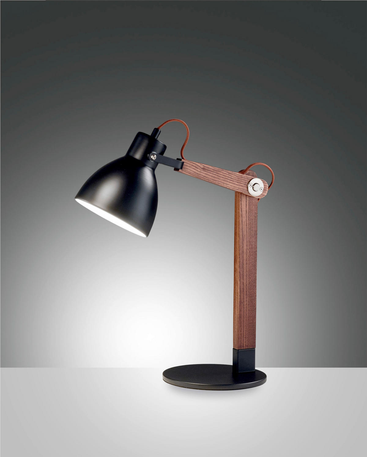 TISCHLEUCHTE 41/73 cm   - Walnussfarben/Schwarz, Design, Holz/Metall (41/73cm) - Fabas Luce