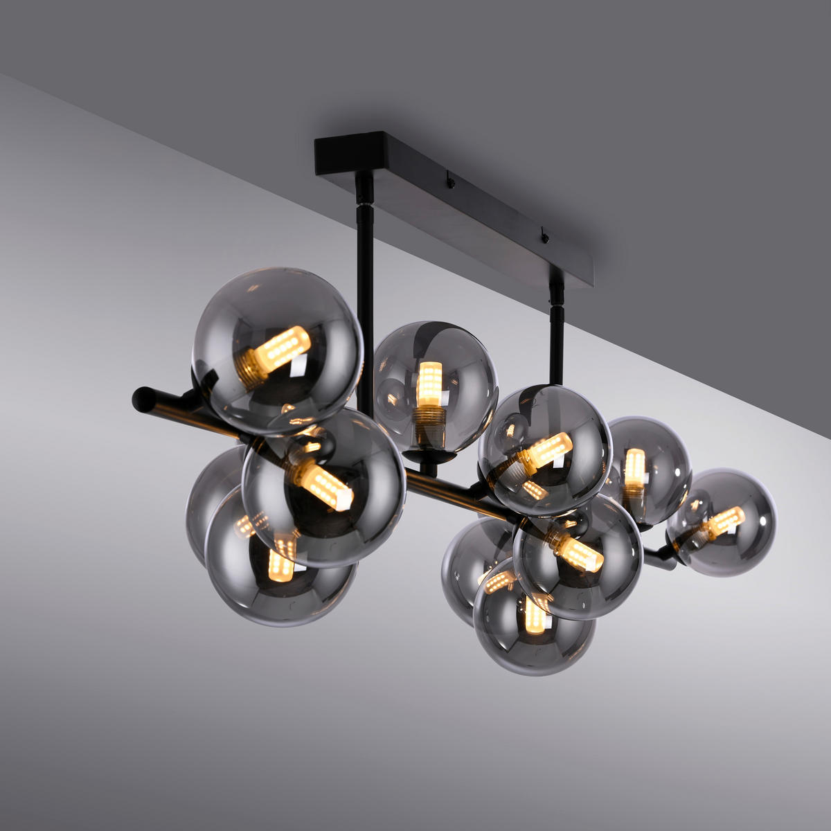 LED-DECKENLEUCHTE 118/23/34 cm   - Schwarz, Design, Glas/Kunststoff (118/23/34cm) - Schöner Wohnen