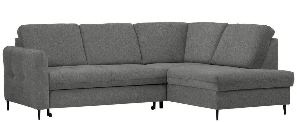 ECKSOFA in Chenille Dunkelgrau  - Dunkelgrau/Schwarz, Modern, Holz/Textil (241/184cm) - Carryhome