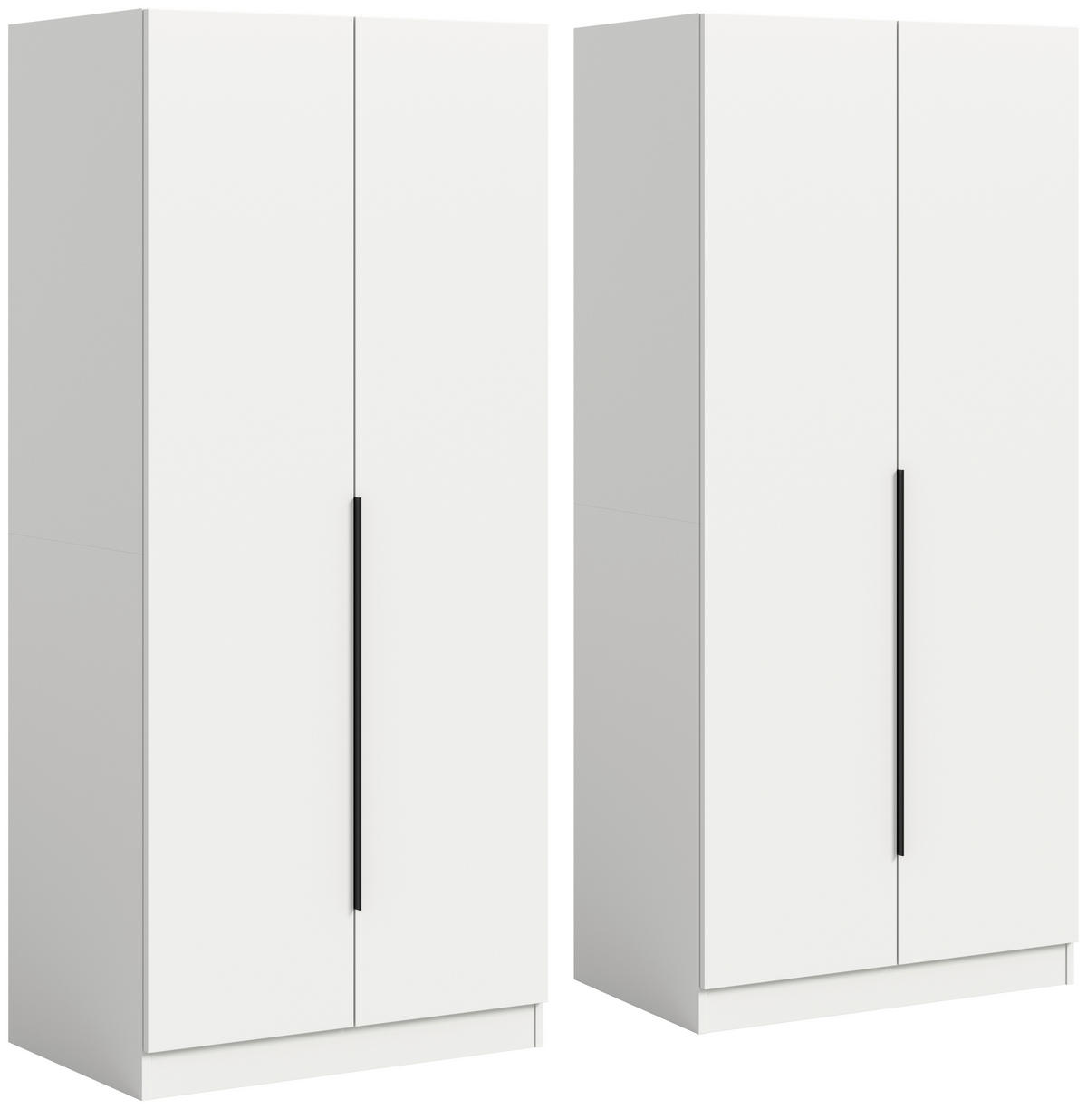 DREHTÜRENSCHRANK 160/181/52 cm,  in Weiß, 4-türig  - Schwarz/Weiß, MODERN, Holzwerkstoff (160/181/52cm) - MID.YOU