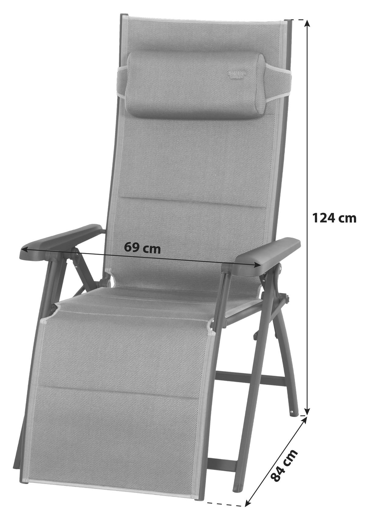 GARTEN-RELAXSESSEL 69/124/84 cm  - Anthrazit/Dunkelblau, KONVENTIONELL, Textil/Metall (69/124/84cm) - Siena Garden