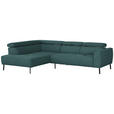 ECKSOFA in Chenille Blau  205/280 cm  - Blau/Schwarz, Design, Textil/Metall (205/280cm) - Xora