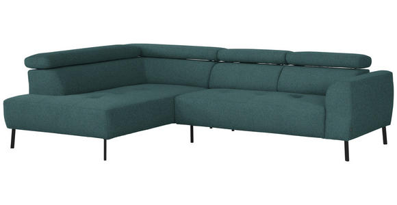 ECKSOFA in Chenille Blau  205/280 cm  - Blau/Schwarz, Design, Textil/Metall (205/280cm) - Xora