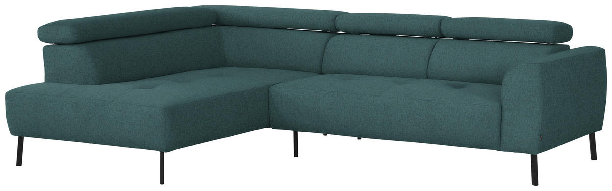 ECKSOFA in Chenille Blau  205/280 cm  - Blau/Schwarz, Design, Textil/Metall (205/280cm) - Xora