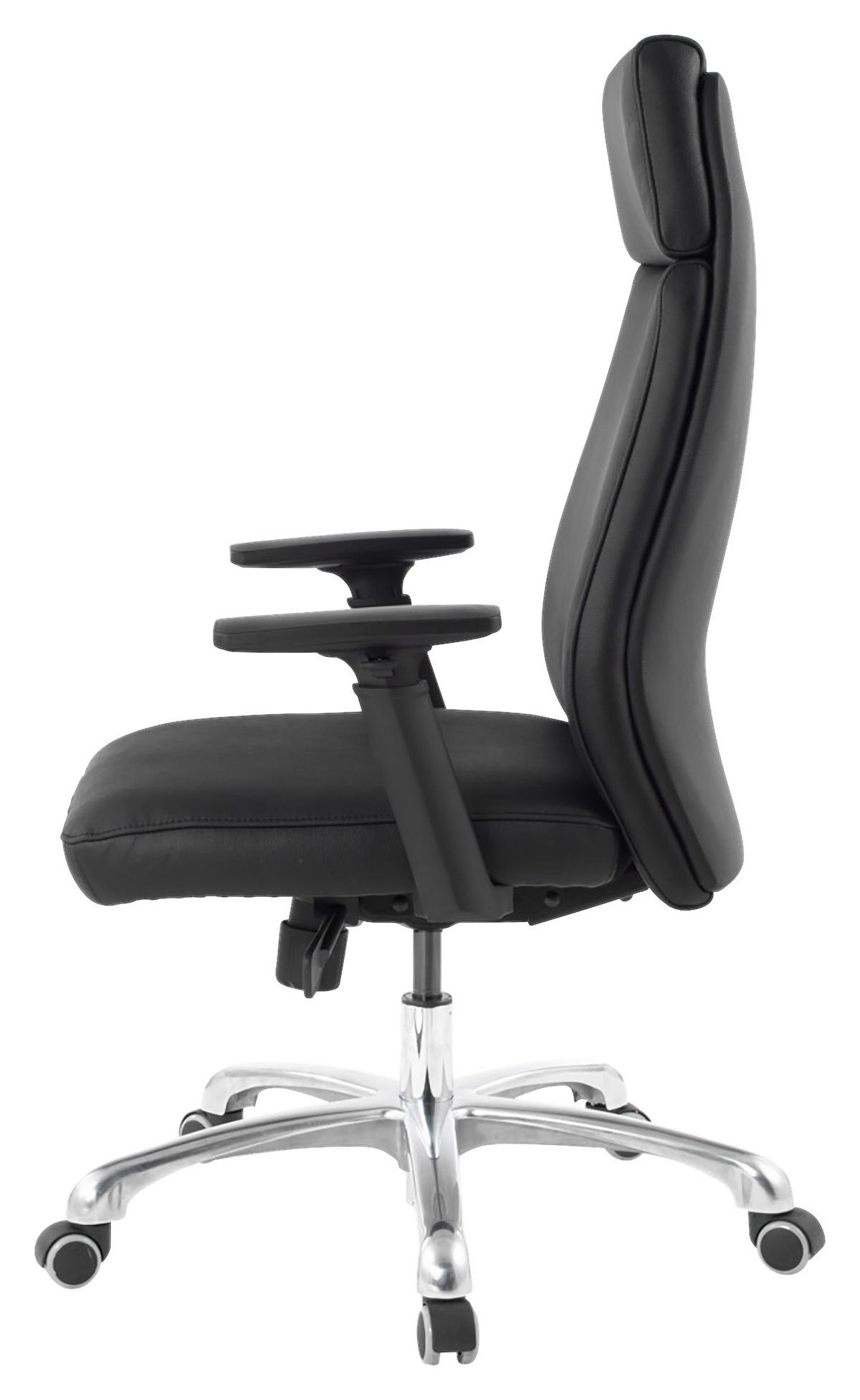DREHSTUHL Schwarz  - Schwarz/Alufarben, MODERN, Leder/Kunststoff (67,5/117,5/67,5cm) - MID.YOU