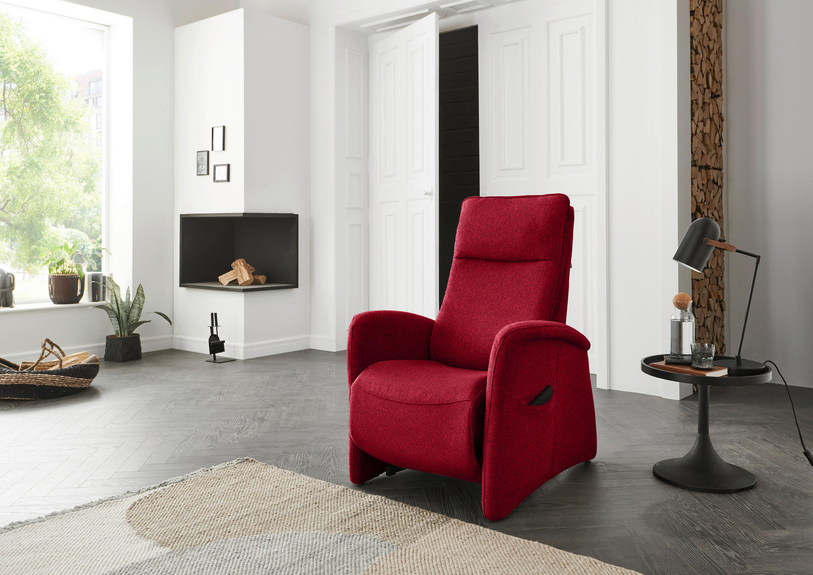 FERNSEHSESSEL in Chenille Rot  - Rot, Konventionell, Kunststoff/Textil (79-83/108/87cm) - Valdera