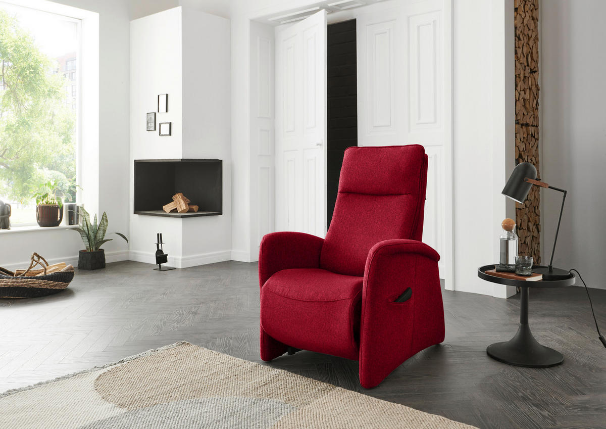 FERNSEHSESSEL in Chenille Rot  - Rot, Konventionell, Kunststoff/Textil (79-83/108/87cm) - Valdera