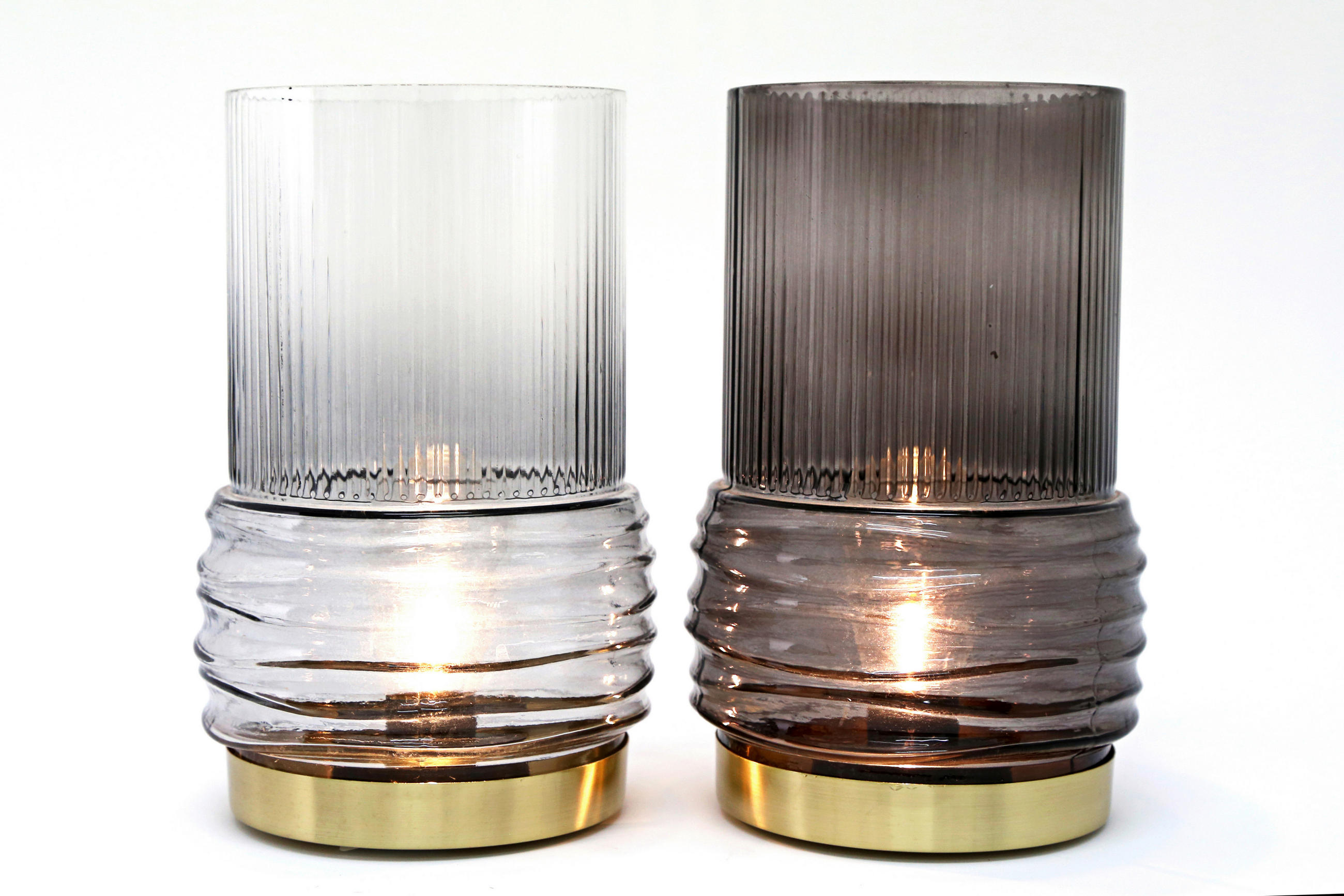 SVIEČKA S LED DIÓDOU  - číra/sivá, Basics, kov/sklo (14/23/14cm)