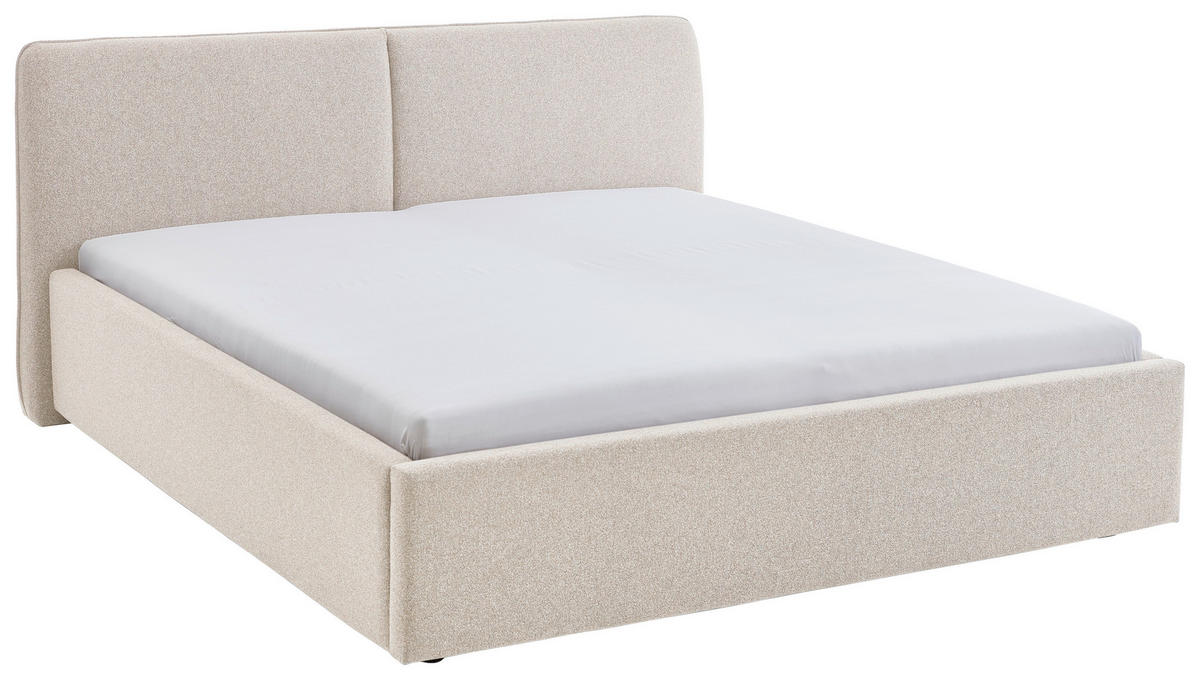 POLSTERBETT 180/200 cm,  in Beige,  - Beige/Schwarz, Design, Holz/Textil (180/200cm) - Stylife