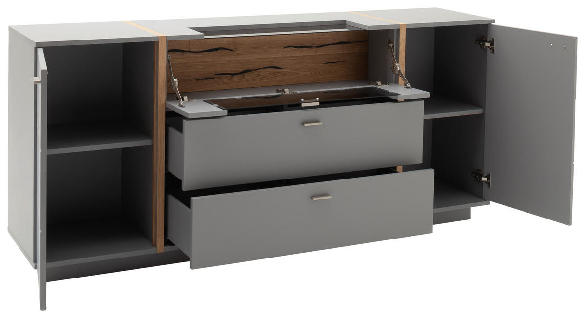SIDEBOARD 196/87/44 cm  - grå/nickelfärgad, Design, metall/trämaterial (196/87/44cm) - MID.YOU