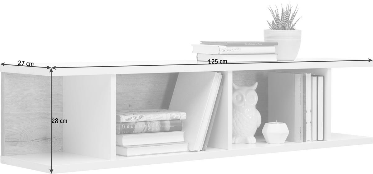 STENSKA POLICA - barve hrasta/bela, Design, leseni material (125/28/27cm) - Hom`in