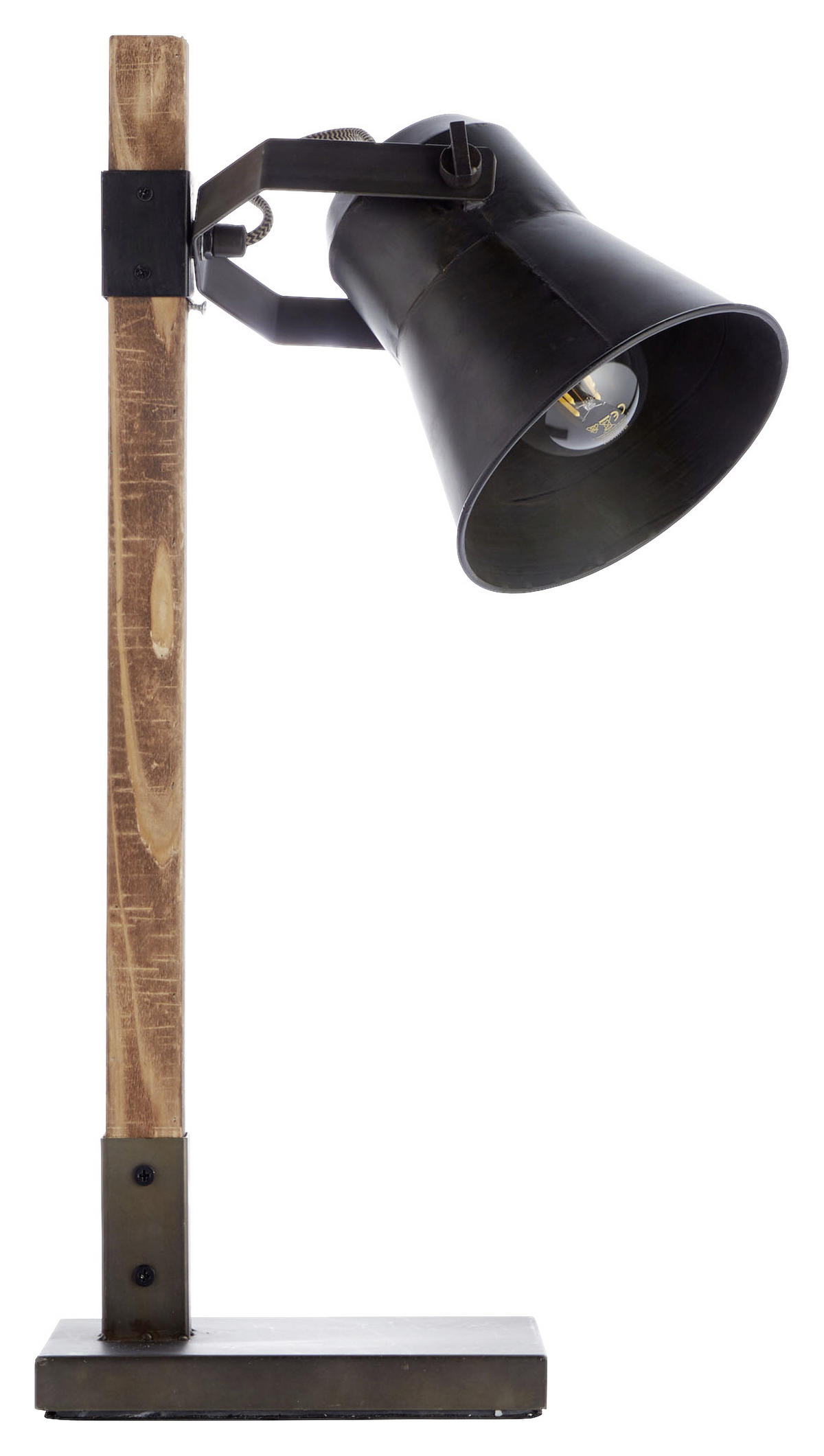TISCHLEUCHTE 16/55 cm   - Schwarz, Natur, Holz/Metall (16/55cm) - Brilliant