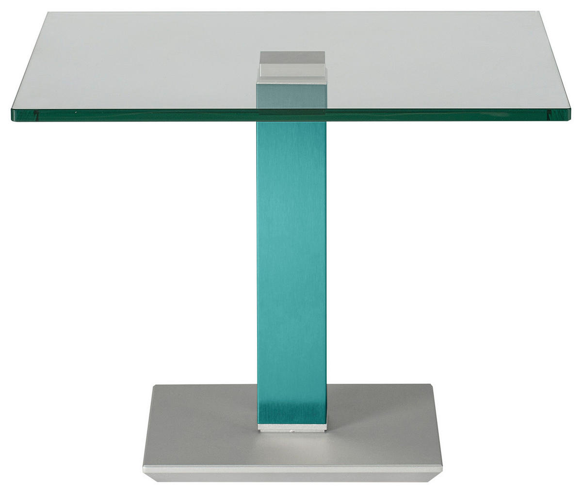 BEISTELLTISCH in Metall, Glas 60/60/46-65 cm  - Türkis/Edelstahlfarben, Design, Glas/Kunststoff (60/60/46-65cm)