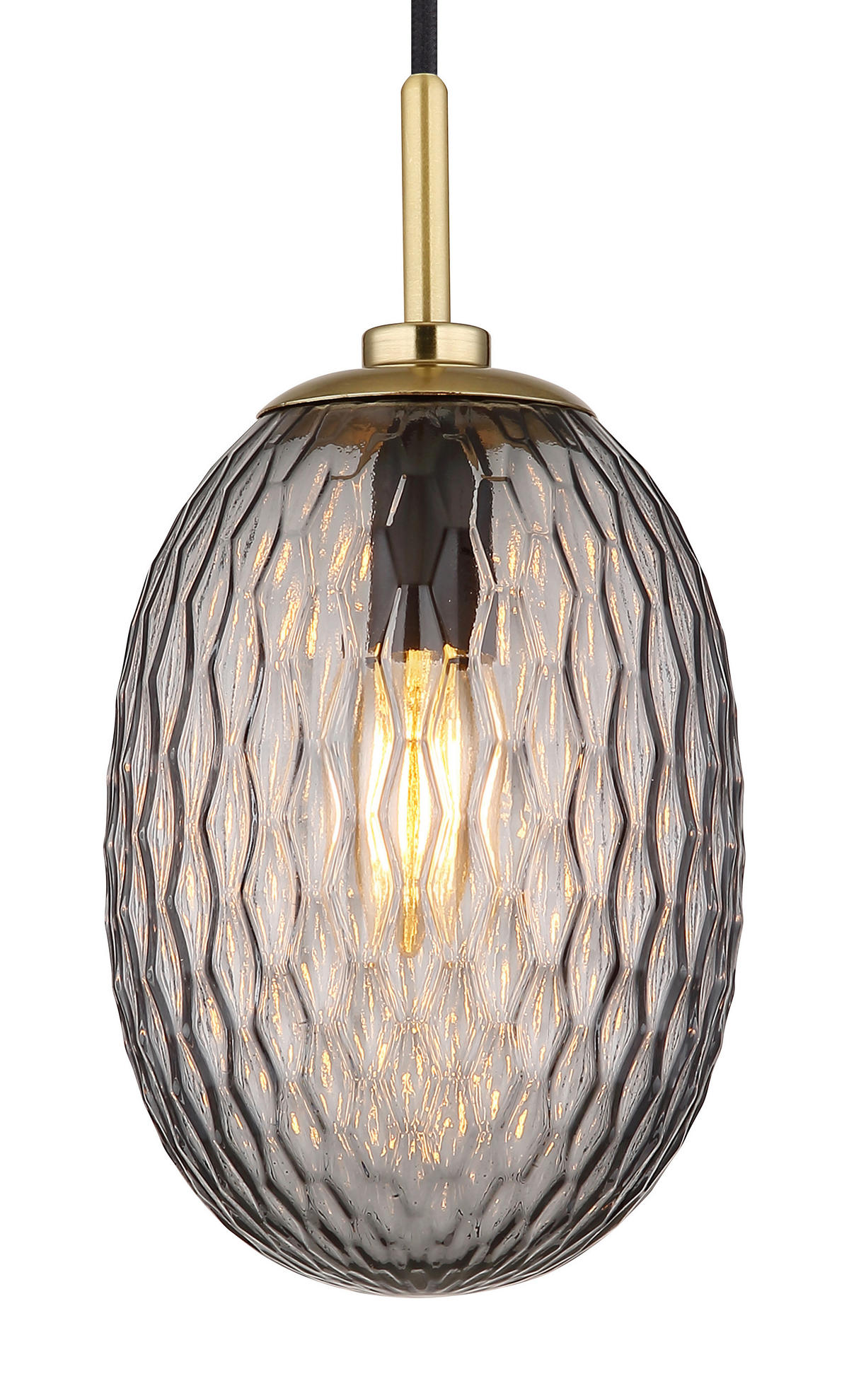 HÄNGELEUCHTE 15/120 cm    - Goldfarben/Schwarz, Basics, Glas/Textil (15/120cm) - Globo