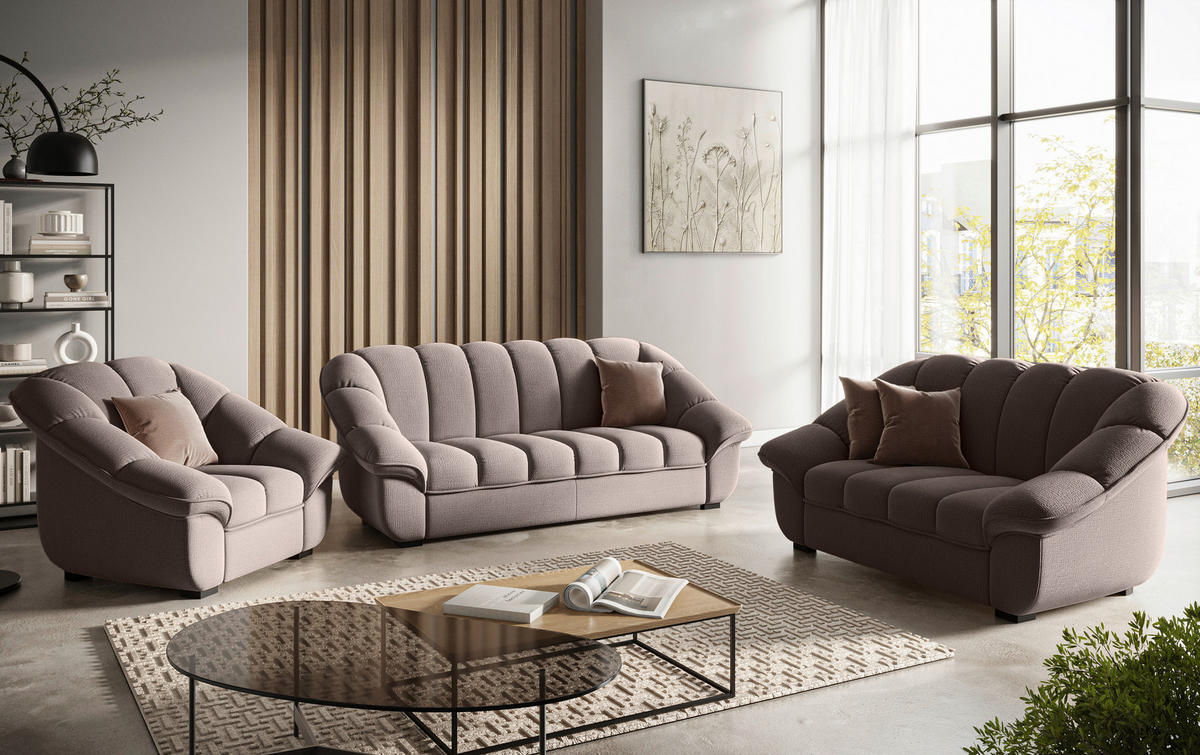 2-SITZER-SOFA Chenille Braun  - Schwarz/Braun, KONVENTIONELL, Kunststoff/Textil (163/88/104cm) - Welnova