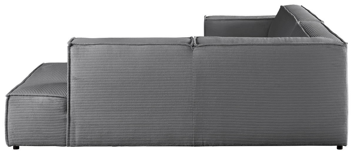 ECKSOFA in Cord Dunkelgrau  254/224 cm  - Dunkelgrau/Schwarz, KONVENTIONELL, Kunststoff/Textil (254/224cm) - Hom`in