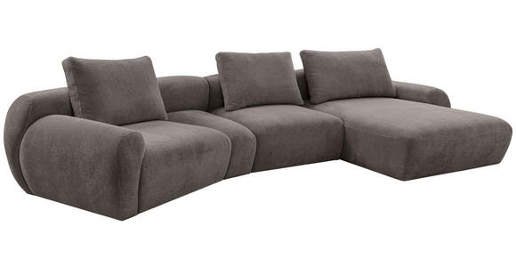 ECKSOFA Dunkelgrau Chenille Rückenkissen, Rücken echt  - Dunkelgrau/Schwarz, KONVENTIONELL, Kunststoff/Textil (362/176cm) - Carryhome