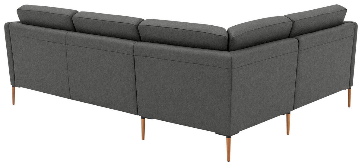 ECKSOFA  in Flachgewebe Dunkelgrau Rücken echt  189/236 cm  - Eichefarben/Dunkelgrau, Design, Holz/Textil (189/236cm) - Valnatura